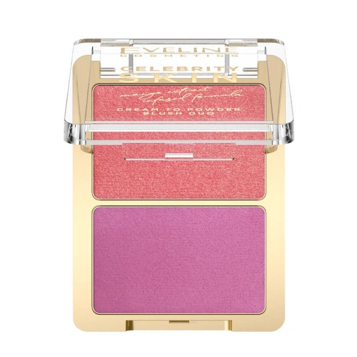 EVELINE Celebrity Skin kremowy róż do policzków duet 02 Sunset Flush 8g