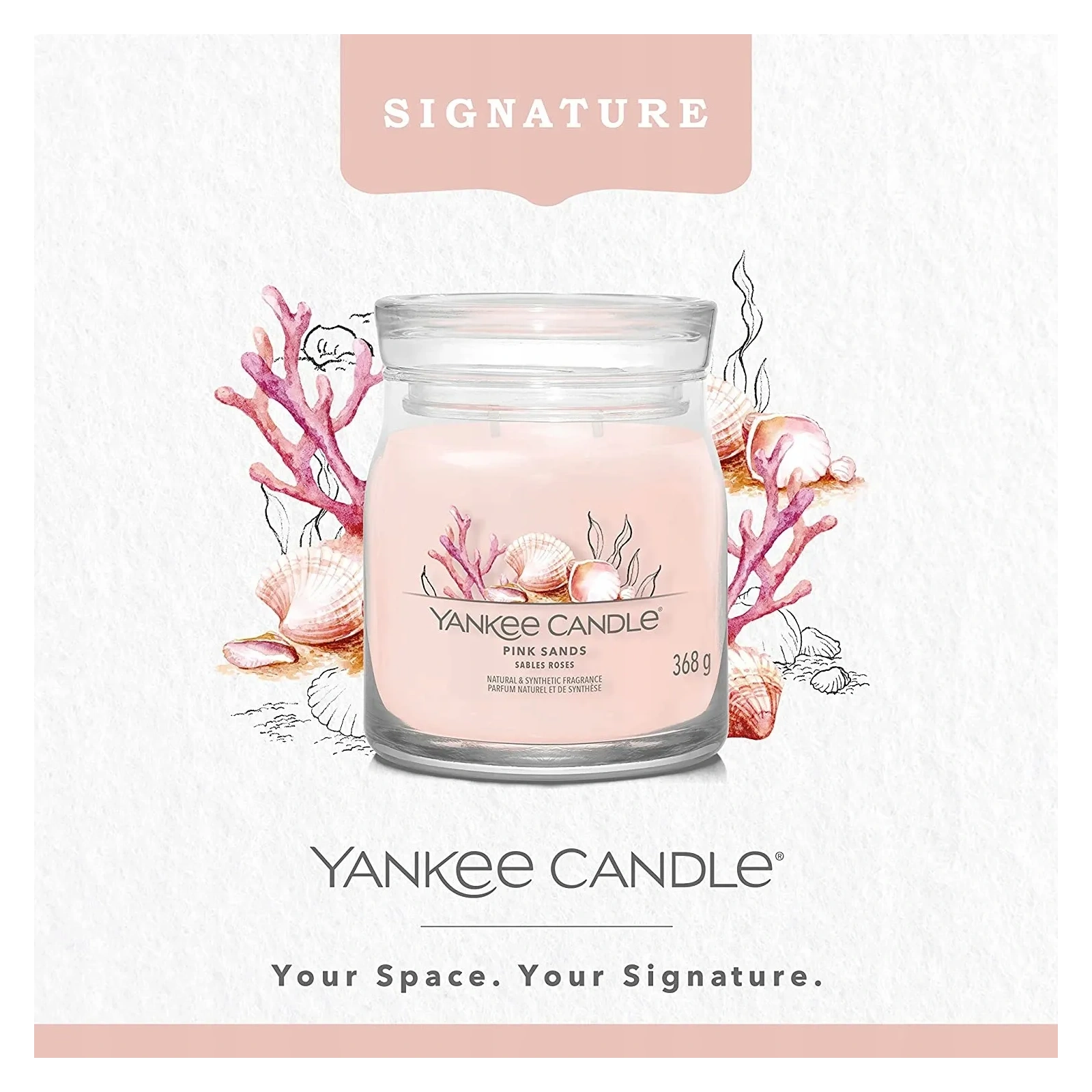 YANKEE CANDLE Signature Średnia świeca w słoiku PINK SANDS 368g