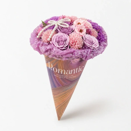 ECARLA Flower Box bukiet mydlanych kwiatów w rożku Fiolet BUK30