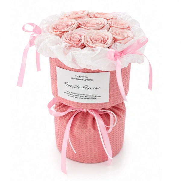 ECARLA Flower Box bukiet mydlanych kwiatów LED 9szt Różowe BUK33R