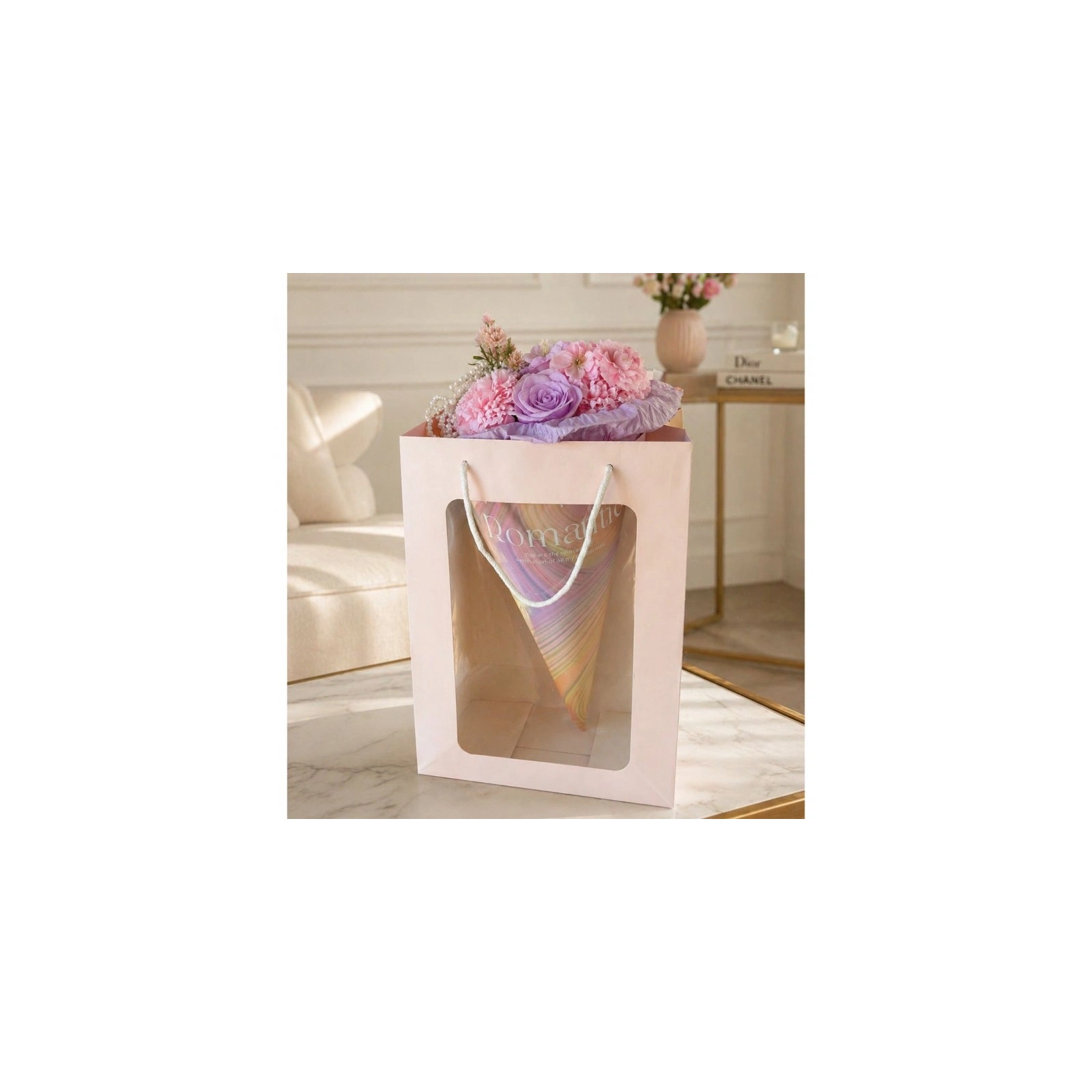 ECARLA Flower Box bukiet mydlanych kwiatów w rożku Fiolet BUK30