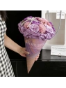 ECARLA Flower Box bukiet mydlanych kwiatów w rożku Fiolet BUK30
