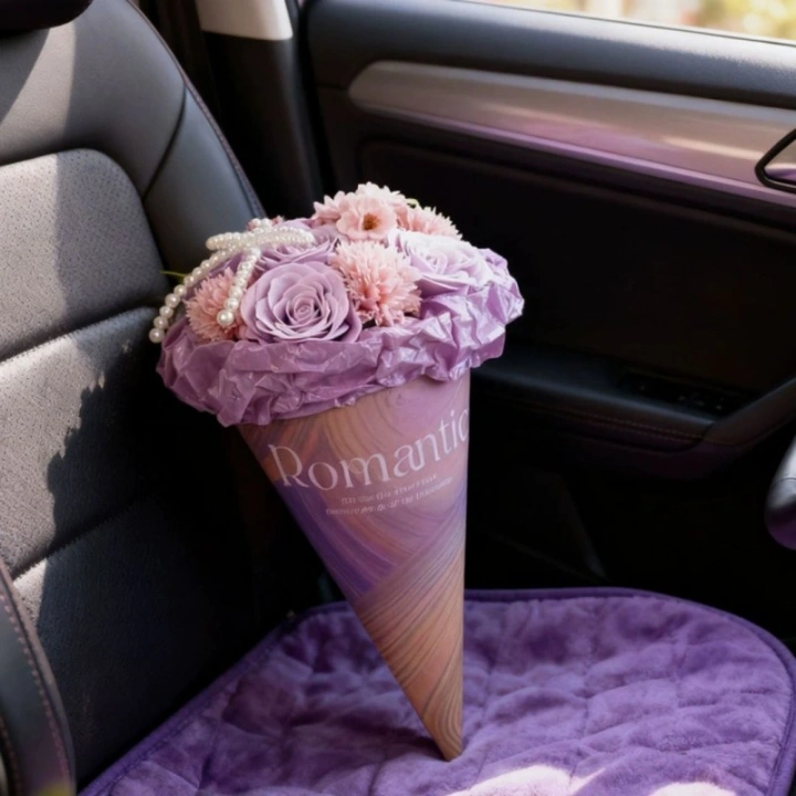 ECARLA Flower Box bukiet mydlanych kwiatów w rożku Fiolet BUK30