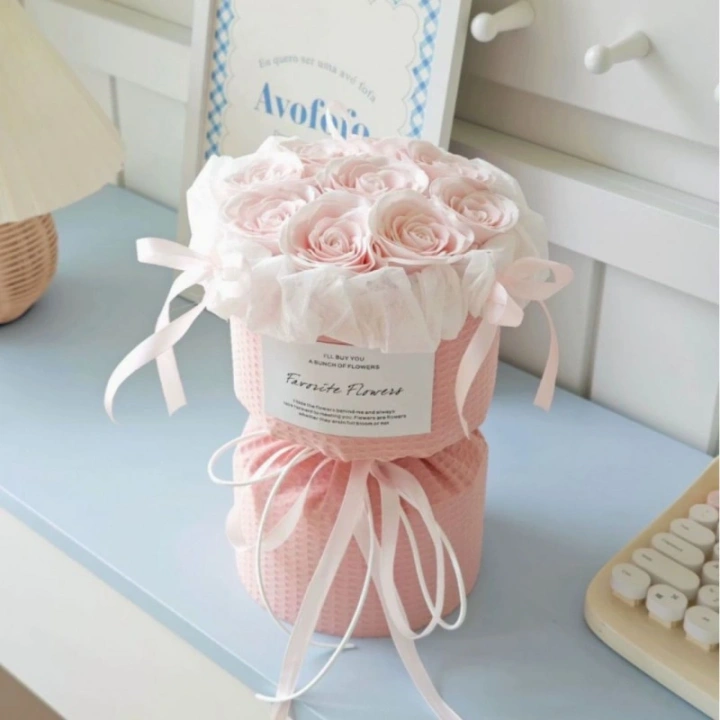 ECARLA Flower Box bukiet mydlanych kwiatów LED 9szt Różowe BUK33R
