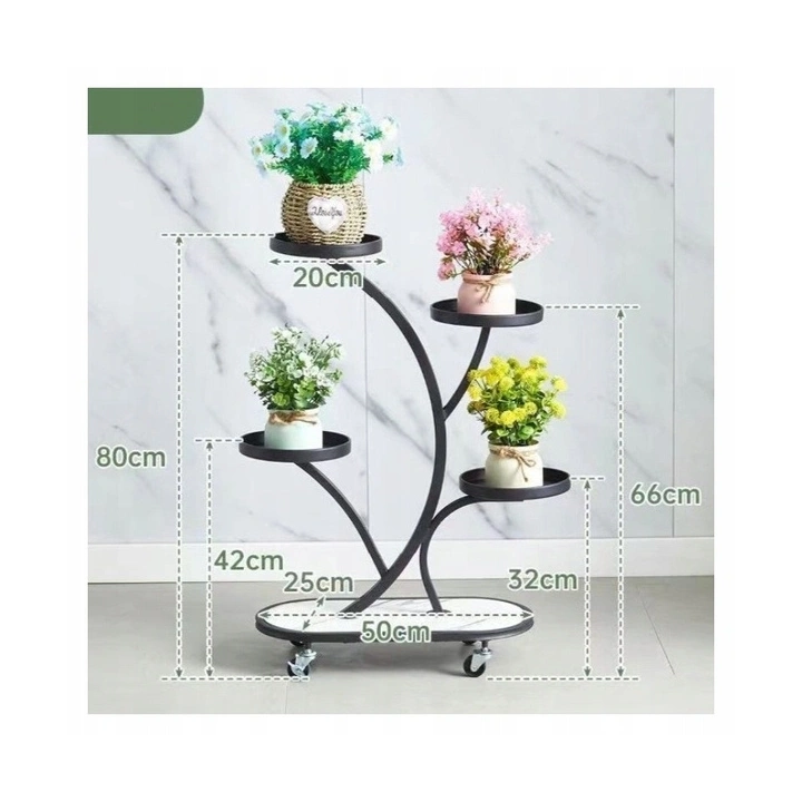 ECARLA kwietnik stojak na kwiaty metalowy na kółkach 50x25x80cm SZ43CZ