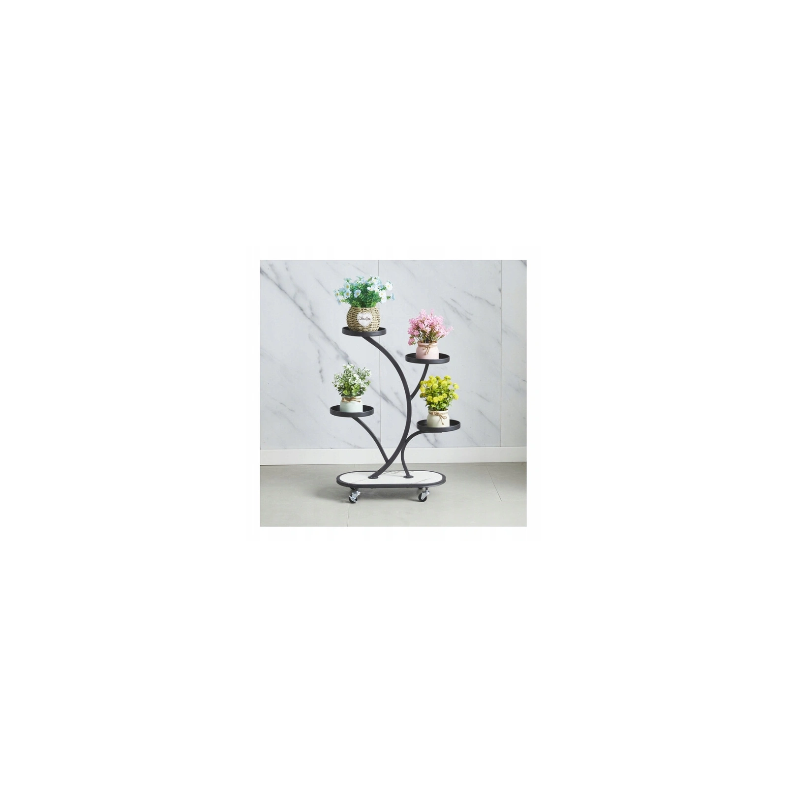 ECARLA kwietnik stojak na kwiaty metalowy na kółkach 50x25x80cm SZ43CZ