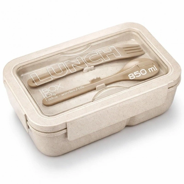 ECARLA Lunch Box śniadaniówka ze sztućcami 850ml Beżowy PJM46