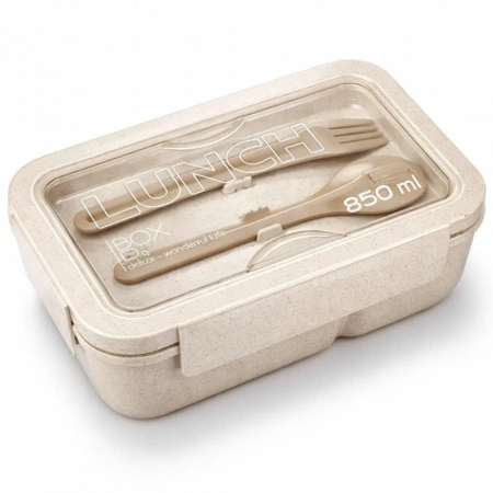 ECARLA Lunch Box śniadaniówka ze sztućcami 850ml Beżowy PJM46