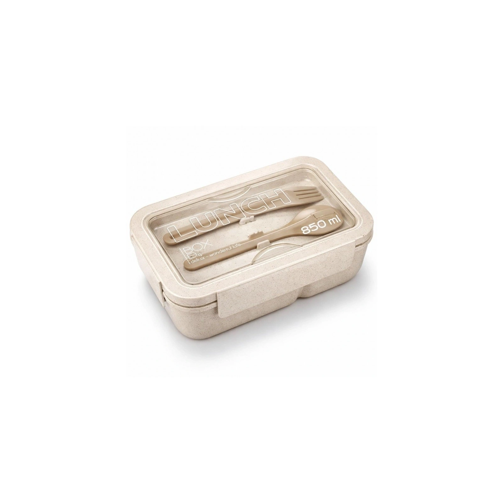 ECARLA Lunch Box śniadaniówka ze sztućcami 850ml Beżowy PJM46