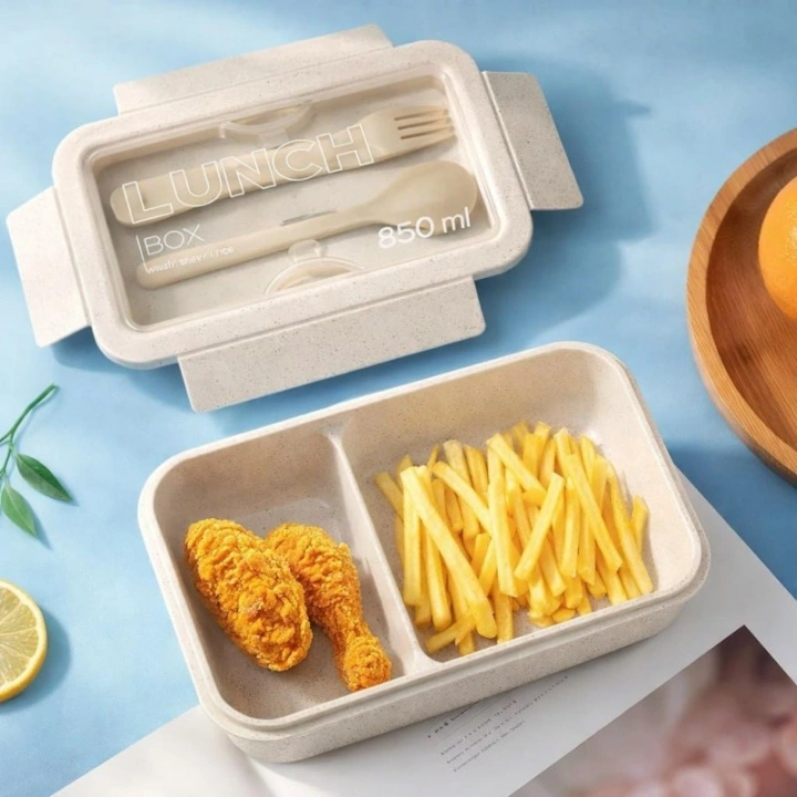ECARLA Lunch Box śniadaniówka ze sztućcami 850ml Beżowy PJM46