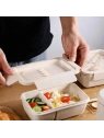 ECARLA Lunch Box śniadaniówka ze sztućcami 850ml Beżowy PJM46