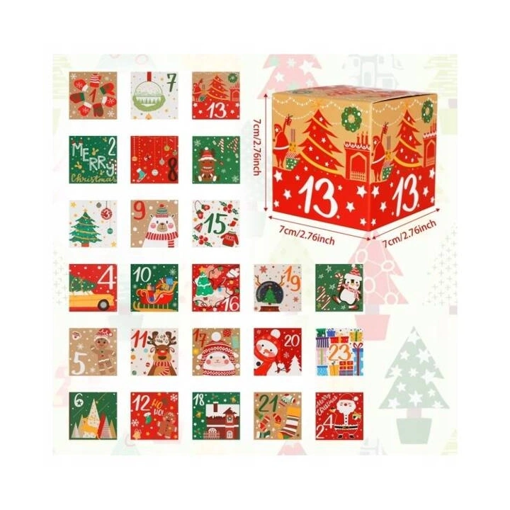 ECARLA pudełko prezentowe 24szt 7x7x7cm Kalendarz Adwentowy DIY KSN101 
