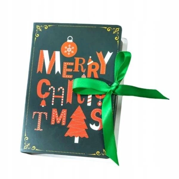 ECARLA pudełko prezentowe świąteczne z kokardą 13x9x4,5cm Merry Christmas Zielone OPO34 