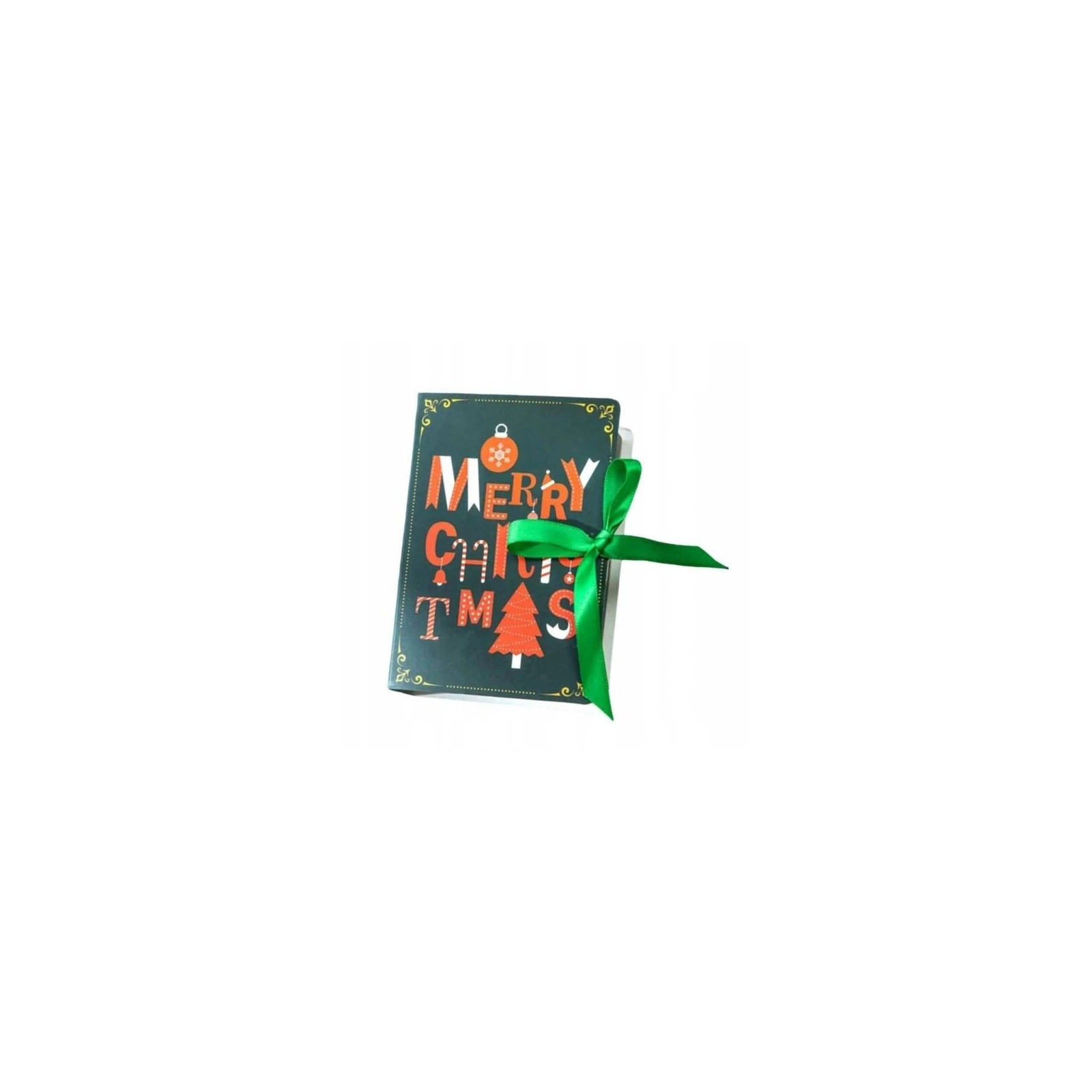ECARLA pudełko prezentowe świąteczne z kokardą 13x9x4,5cm Merry Christmas Zielone OPO34 