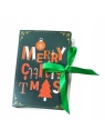 ECARLA pudełko prezentowe świąteczne z kokardą 13x9x4,5cm Merry Christmas Zielone OPO34 