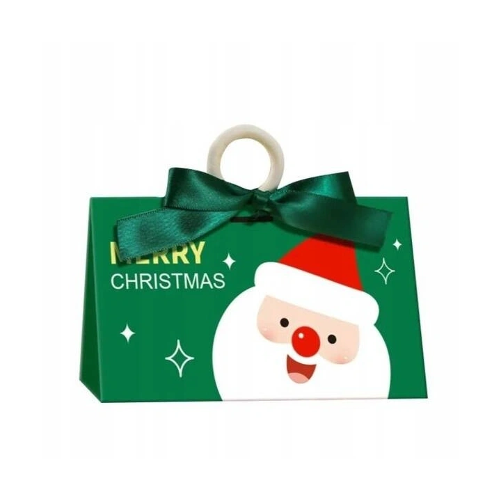 ECARLA torebka ozdobna świąteczna z kokardą 17x10x8,5cm Merry Christmas Zielone OPO37 