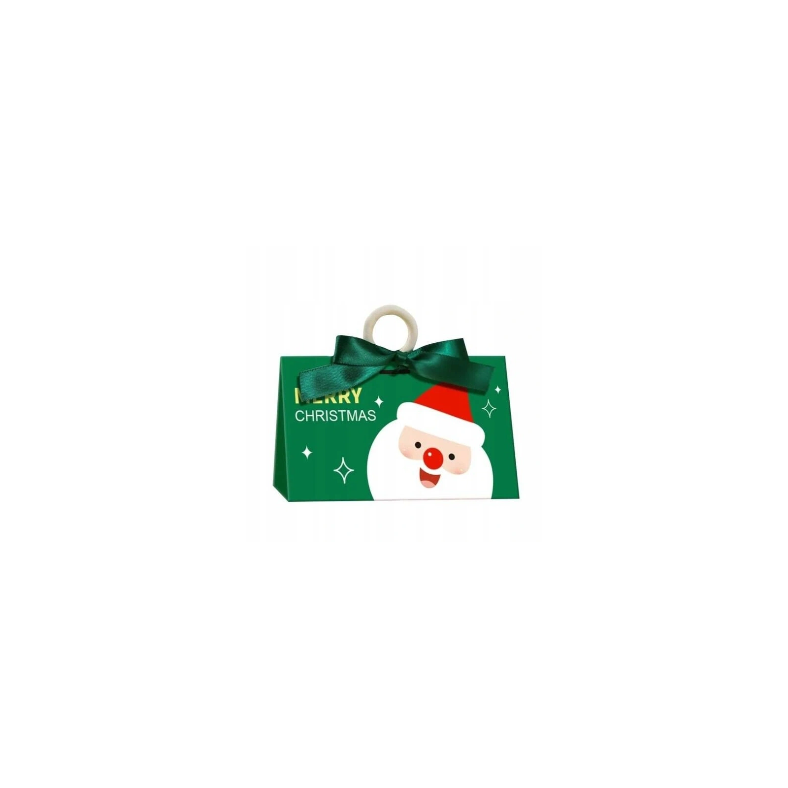 ECARLA torebka ozdobna świąteczna z kokardą 17x10x8,5cm Merry Christmas Zielone OPO37 
