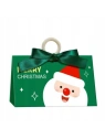 ECARLA torebka ozdobna świąteczna z kokardą 17x10x8,5cm Merry Christmas Zielone OPO37 