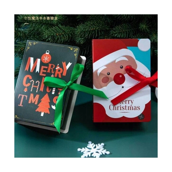 ECARLA pudełko prezentowe świąteczne z kokardą 13x9x4,5cm Merry Christmas Zielone OPO34 