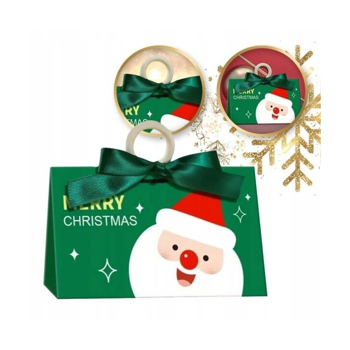 ECARLA torebka ozdobna świąteczna z kokardą 17x10x8,5cm Merry Christmas Zielone OPO37 
