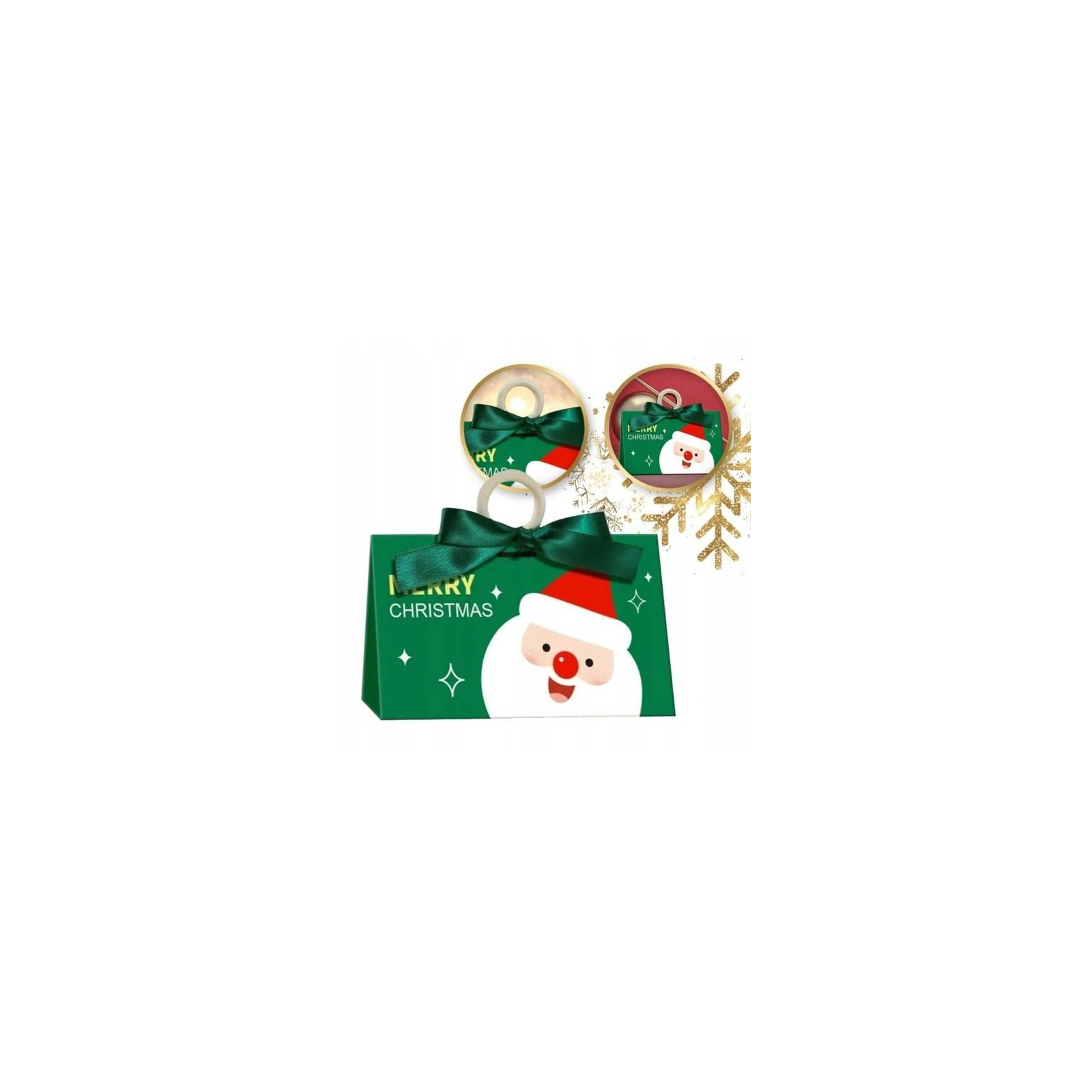 ECARLA torebka ozdobna świąteczna z kokardą 17x10x8,5cm Merry Christmas Zielone OPO37 
