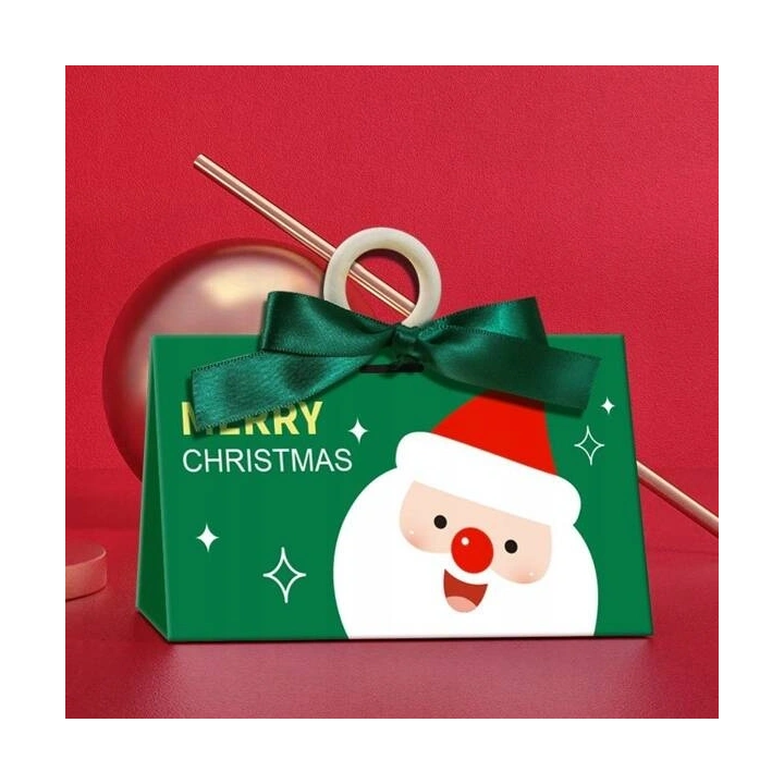 ECARLA torebka ozdobna świąteczna z kokardą 17x10x8,5cm Merry Christmas Zielone OPO37 