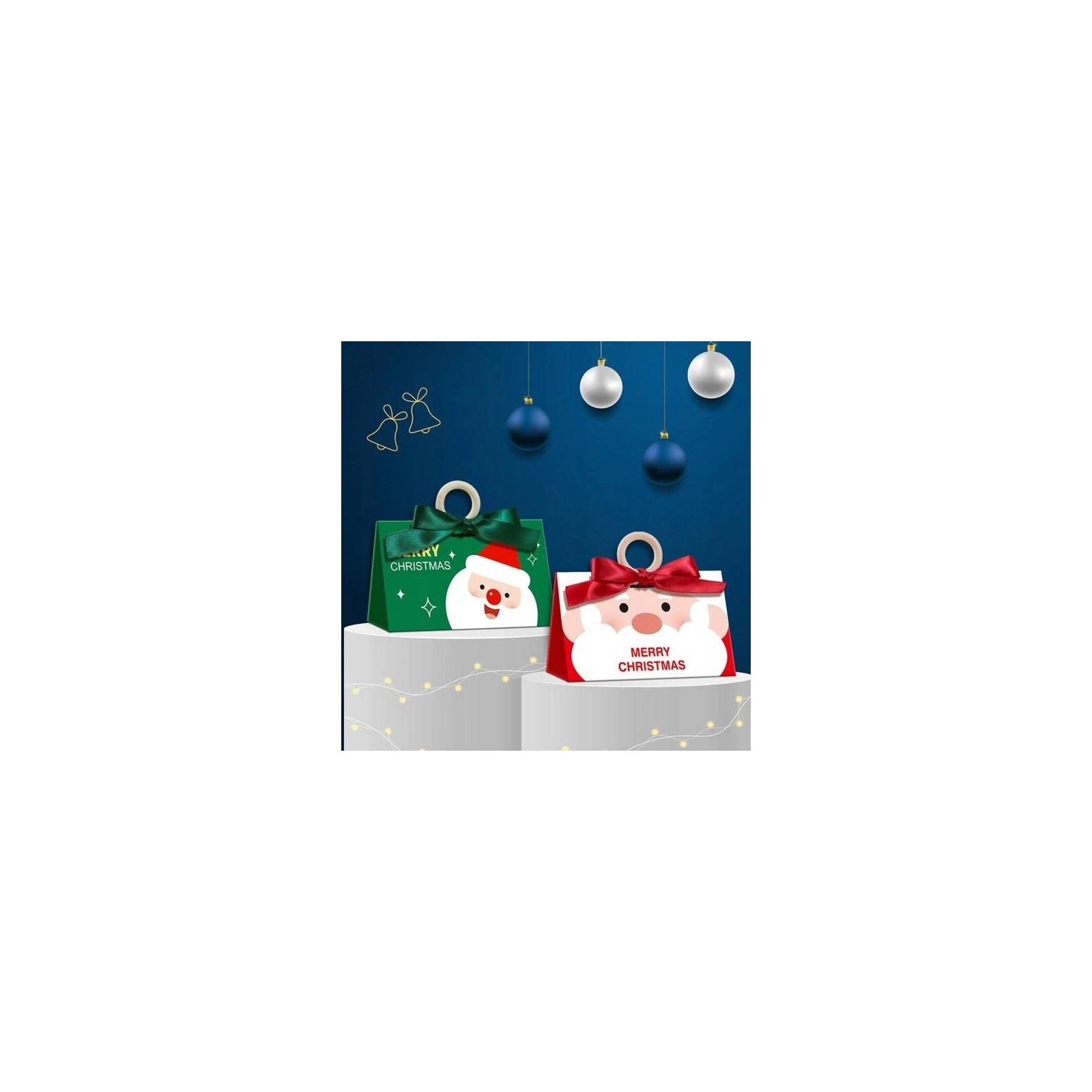 ECARLA torebka ozdobna świąteczna z kokardą 17x10x8,5cm Merry Christmas Zielone OPO37 