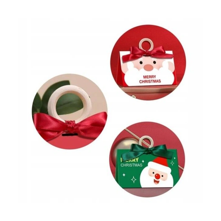 ECARLA torebka ozdobna świąteczna z kokardą 17x10x8,5cm Merry Christmas Zielone OPO37 