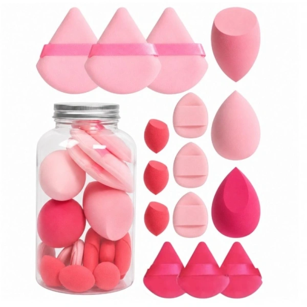 ECARLA zestaw gąbeczek do makijażu 15szt FUSCHIA CREAM DUO GB21F