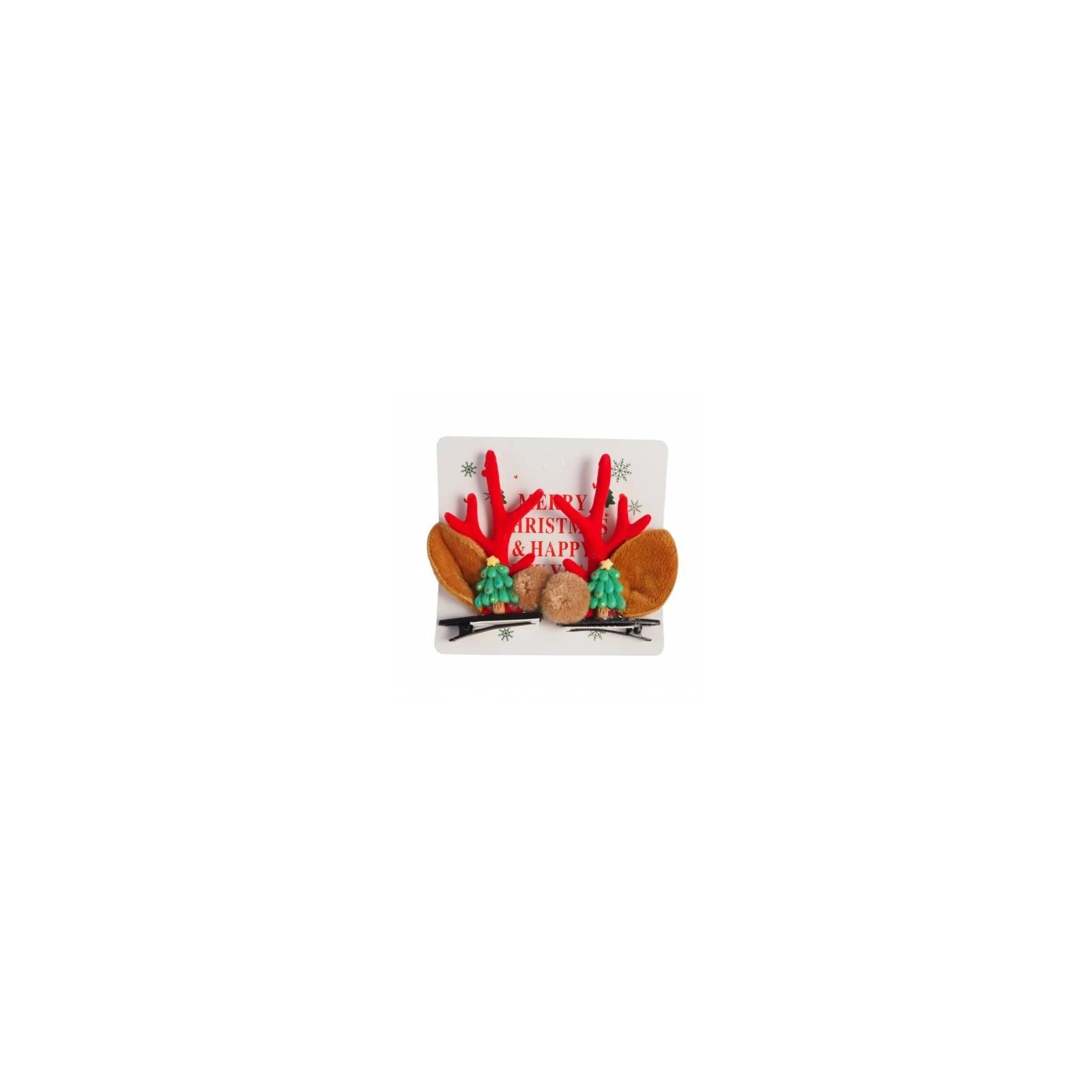 ECARLA spinki do włosów 2szt Różki świąteczne Renifer z Choinką SP362 