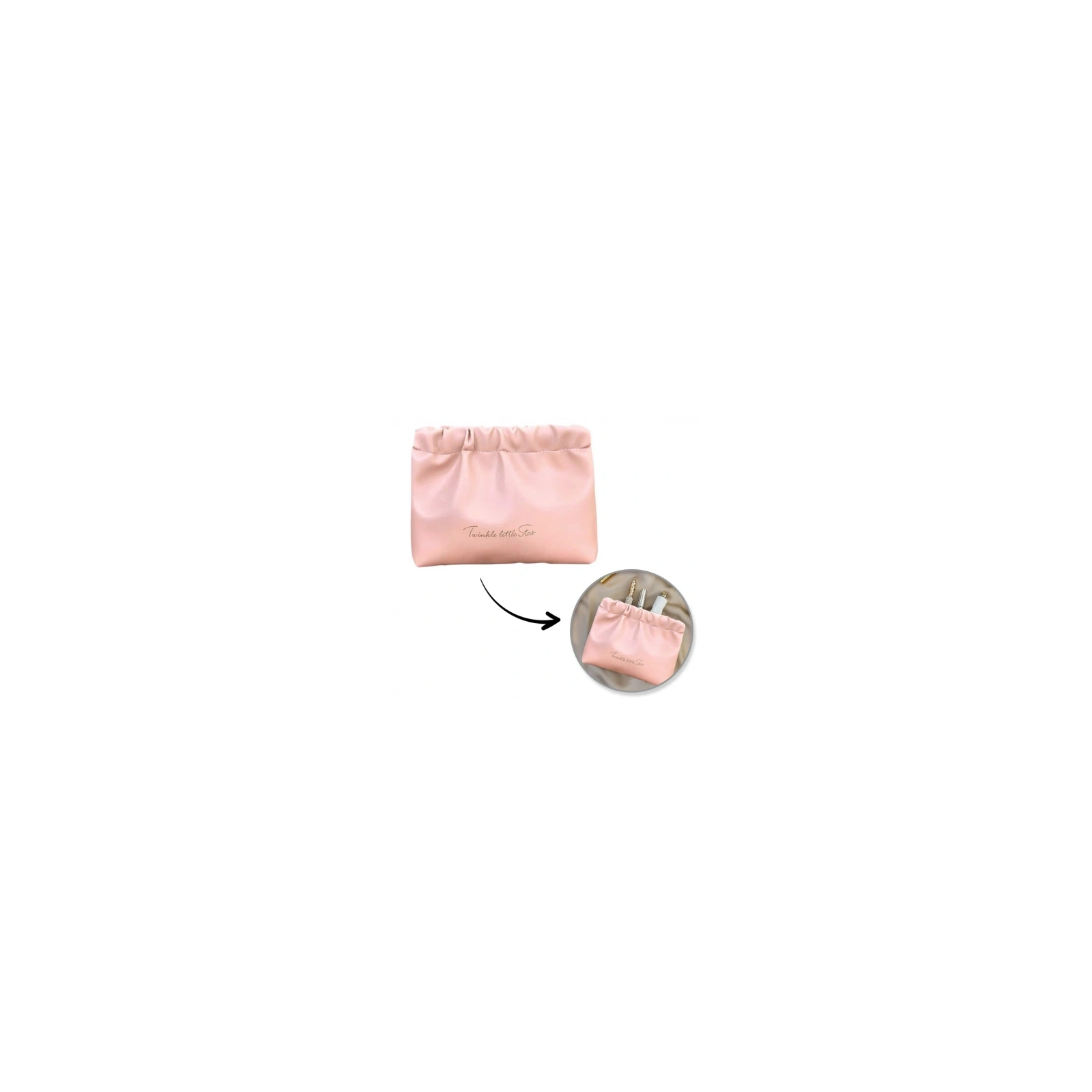 ECARLA saszetka z ekooskóry na kosmetyki, wkładki S 12,5x9,5cm Róż KS147R