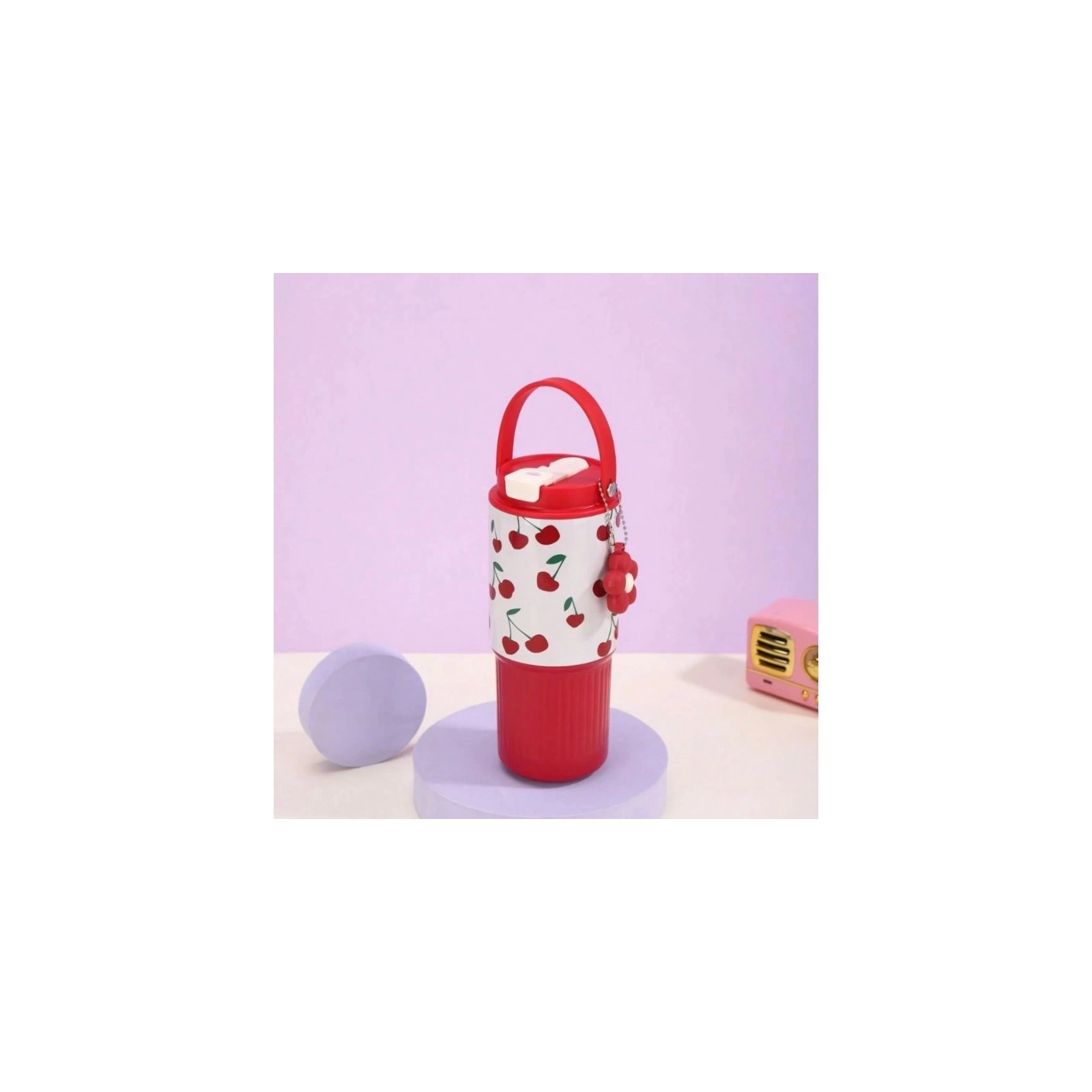 ECARLA kubek termiczny z uchwytem i ustnikiem 750ml Wisienki BD57