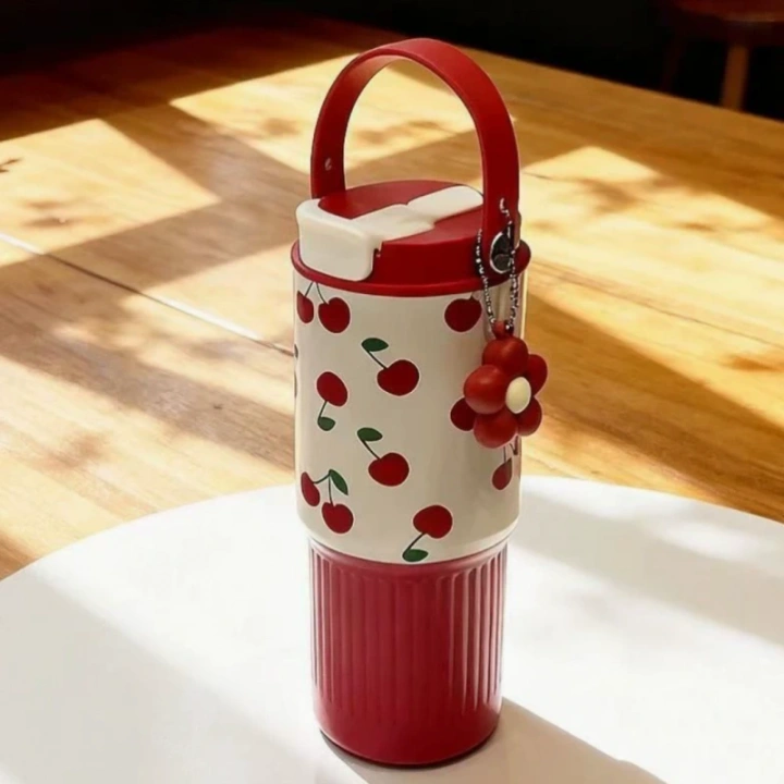 ECARLA kubek termiczny z uchwytem i ustnikiem 750ml Wisienki BD57