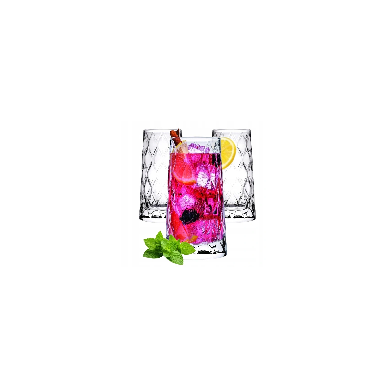 ECARLA zestaw szklanek ryflowanych wysokich 475ml SZK184ZESTAW3