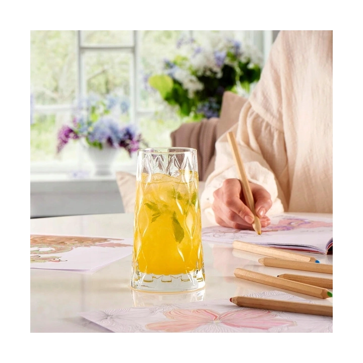 ECARLA zestaw szklanek ryflowanych wysokich 475ml SZK184ZESTAW3