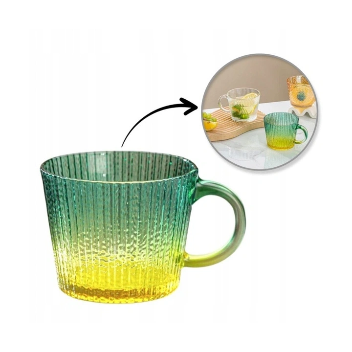 ECARLA filiżanka ryflowana duża 380ml Zieleń Ombre SZK176