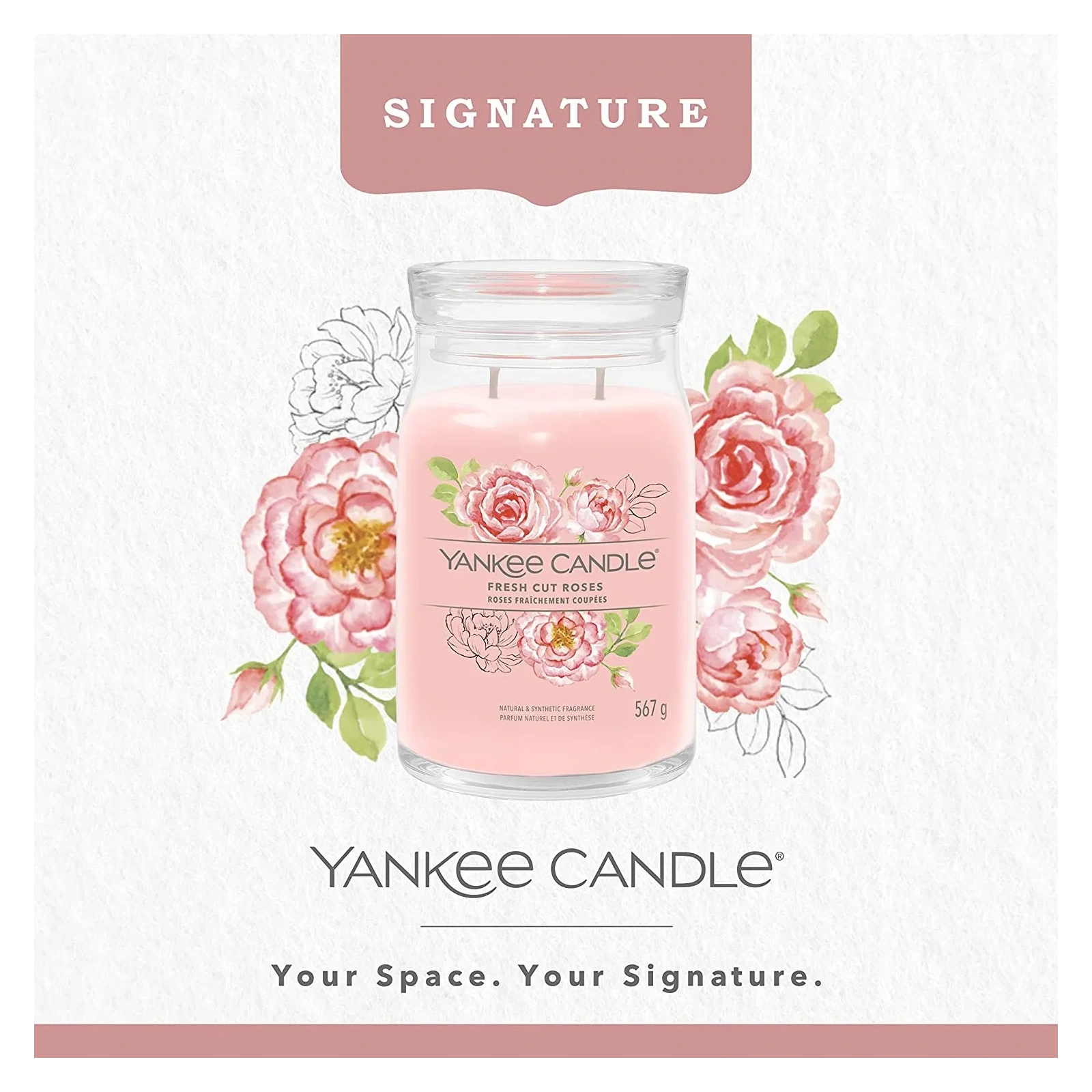 YANKEE CANDLE Signature Duża świeca w słoiku FRESH CUT ROSES 567g
