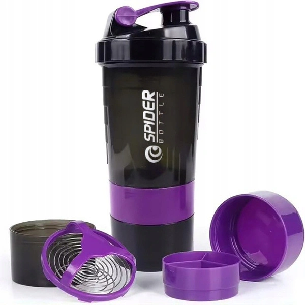 ECARLA shaker sportowy do odżywki białkowej z sitkiem 500ml Fioletowy BD55FIO