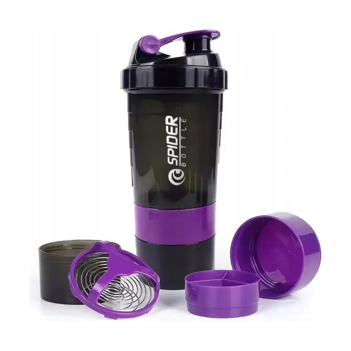ECARLA shaker sportowy do odżywki białkowej z sitkiem 500ml Fioletowy BD55FIO