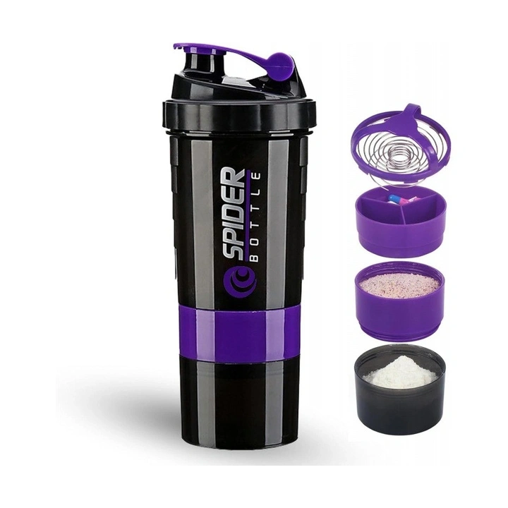 ECARLA shaker sportowy do odżywki białkowej z sitkiem 500ml Fioletowy BD55FIO
