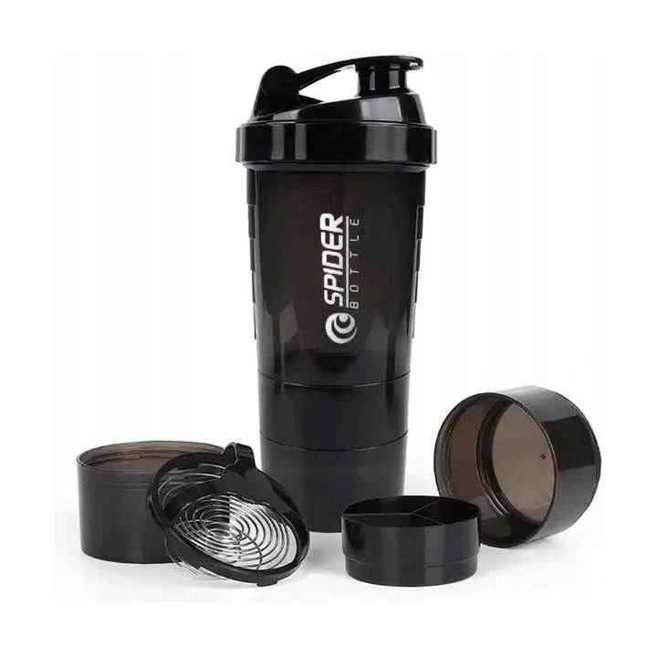 ECARLA shaker sportowy do odżywki białkowej z sitkiem 500ml Czarny BD55CZ