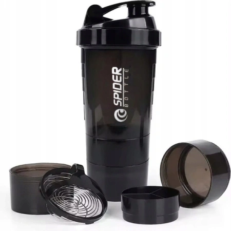 ECARLA shaker sportowy do odżywki białkowej z sitkiem 500ml Czarny BD55CZ