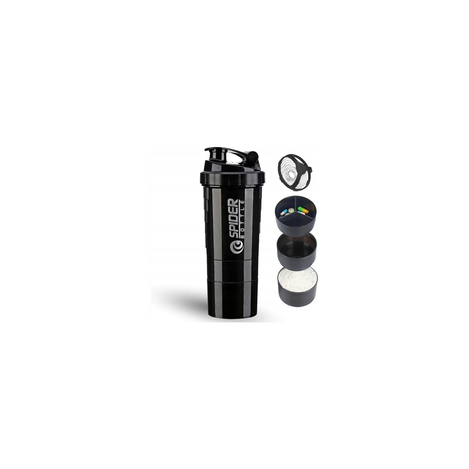 ECARLA shaker sportowy do odżywki białkowej z sitkiem 500ml Czarny BD55CZ