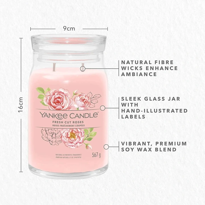 YANKEE CANDLE Signature Duża świeca w słoiku FRESH CUT ROSES 567g