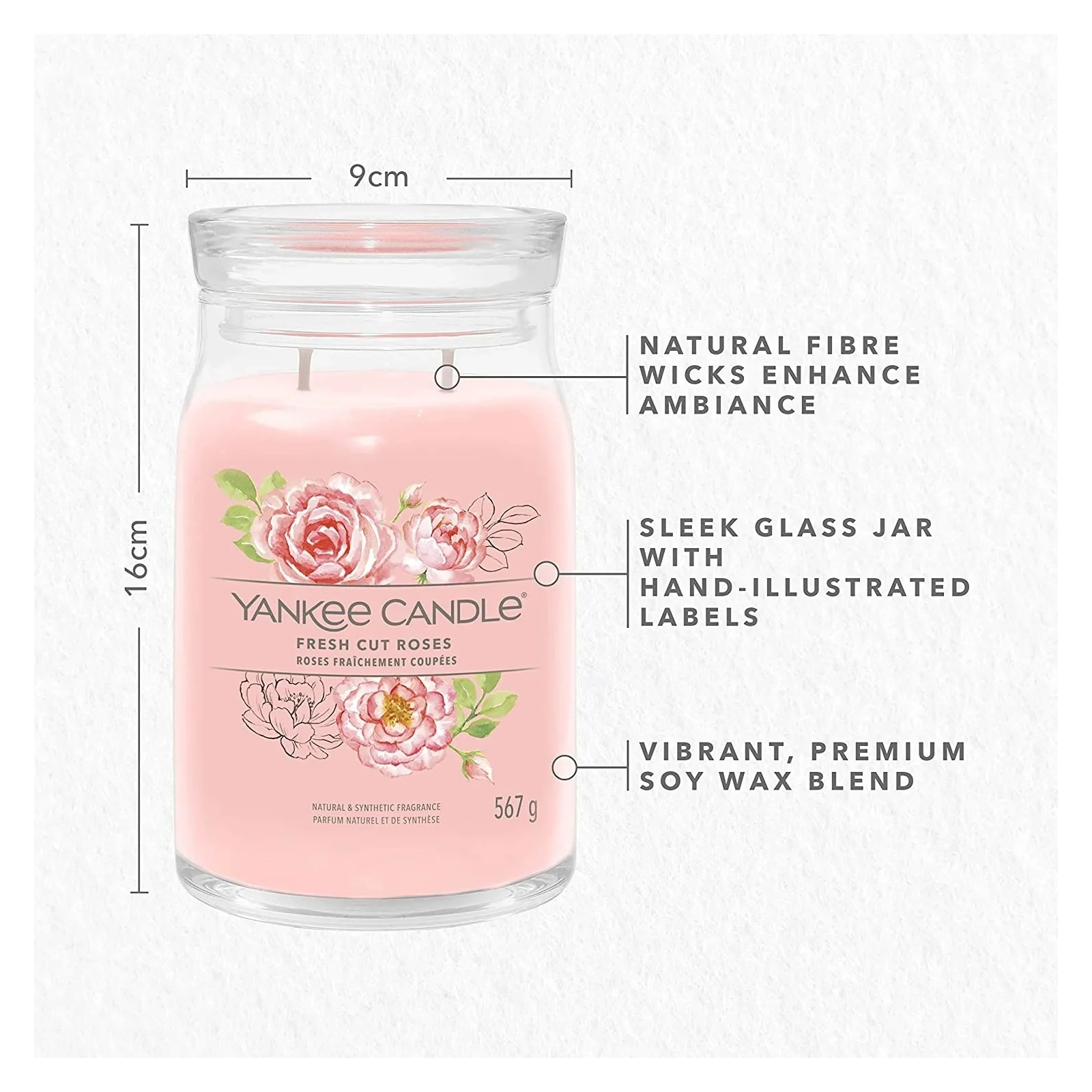 YANKEE CANDLE Signature Duża świeca w słoiku FRESH CUT ROSES 567g