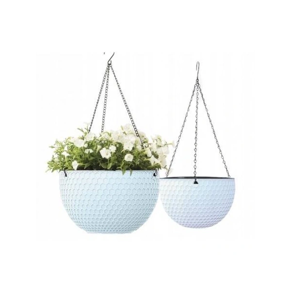 ECARLA doniczka na kwiaty wisząca Biała Plaster Miodu 26cm ROS10B