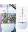 ECARLA doniczka na kwiaty wisząca Biała Plaster Miodu 26cm ROS10B