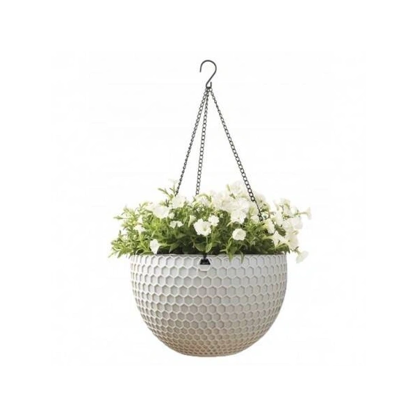 ECARLA doniczka na kwiaty wisząca Kremowa Plaster Miodu 26cm ROS10K