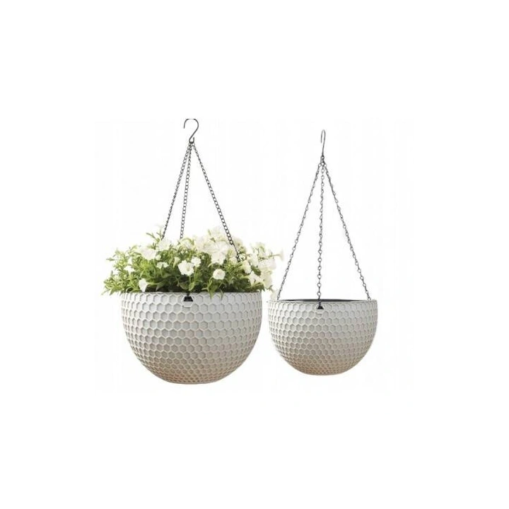 ECARLA doniczka na kwiaty wisząca Kremowa Plaster Miodu 26cm ROS10K