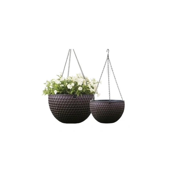 ECARLA doniczka na kwiaty wisząca Brązowa Plaster Miodu 26cm ROS10BR
